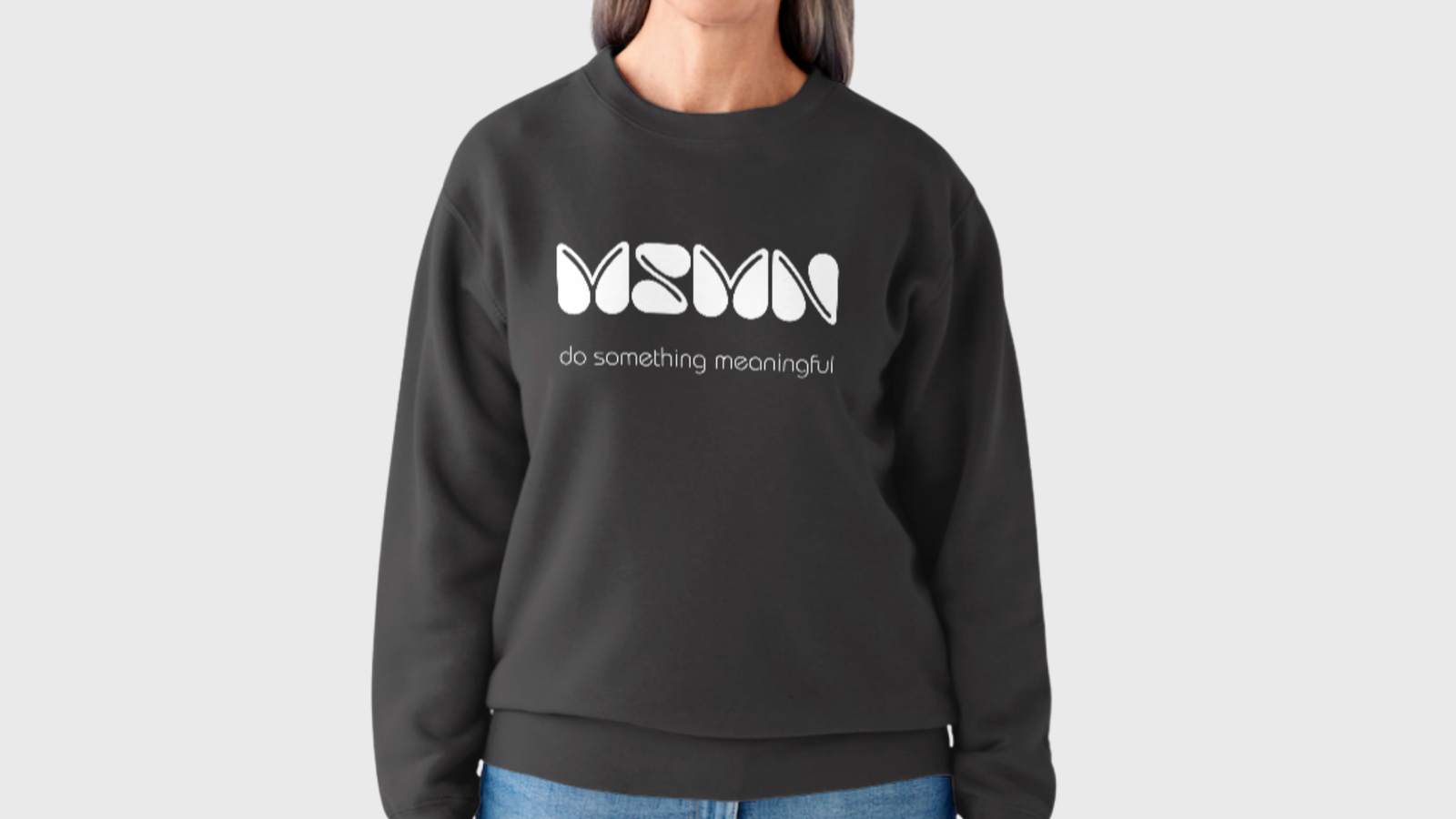 elderly women wearing mesomana sweatshirt